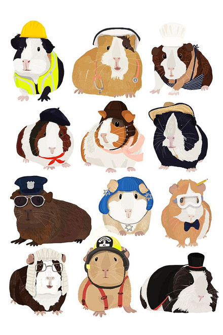 Guinea Pigs Working Poster Print - Hanna Melin