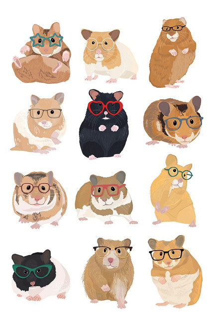 Hamsters Wearing Glasses Poster Print - Hanna Melin