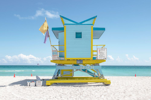 South Beach Lifeguard Chair 14th Street Poster Print - Richard Silver