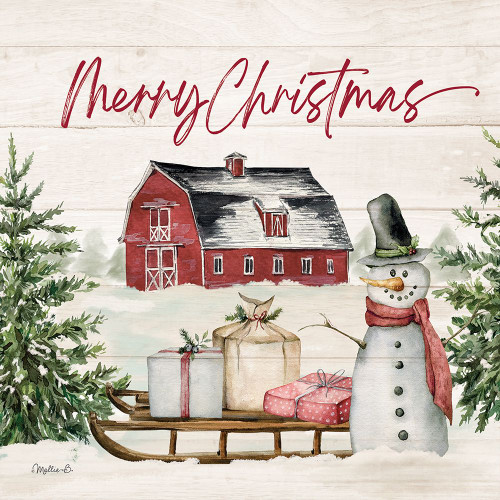 Merry Christmas Farm Scene Poster Print - B. Mollie