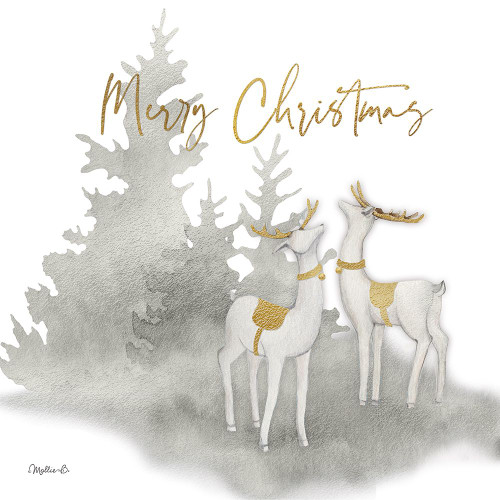 Woodland Deer Merry Christmas Poster Print - B. Mollie