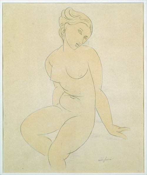 Seated Female Nude 1917 Poster Print - Amedeo Modigliani