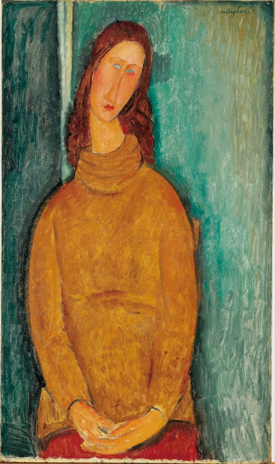 Portrait of Jeanne Hebuterne 1919 with Sweater Poster Print - Amedeo Modigliani
