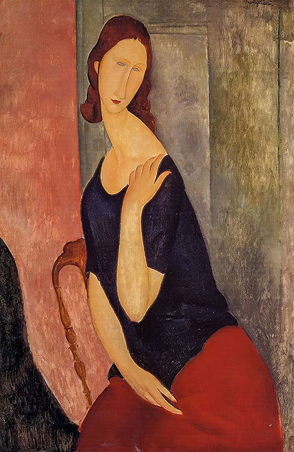 Portrait of Jeanne Hebuterne 1919 V2 Poster Print - Amedeo Modigliani