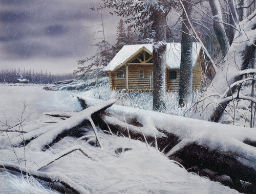 Snowy Cabin Poster Print - Kevin Daniel