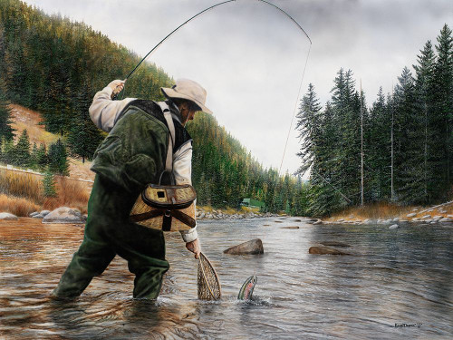 Fishing The Gallatin Poster Print - Kevin Daniel