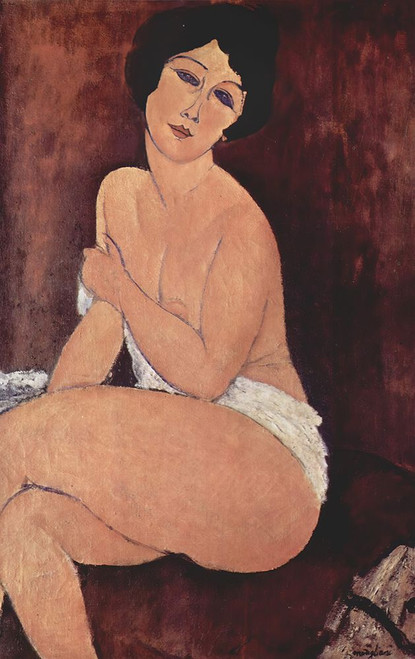 Nude Sitting on a Divan 1917 Poster Print - Amedeo Modigliani
