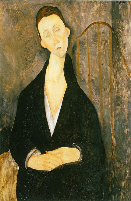 Lunia Czechowska in the Black Dress 1919 Poster Print - Amedeo Modigliani