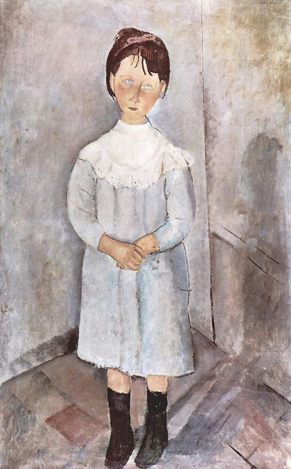 Little Girl in Blue 1918 Poster Print - Amedeo Modigliani
