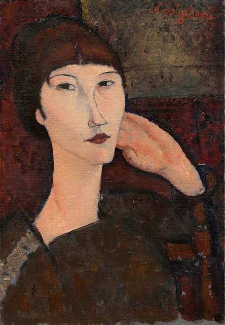 Adrienne, Woman with Bangs 1917 Poster Print - Amedeo Modigliani