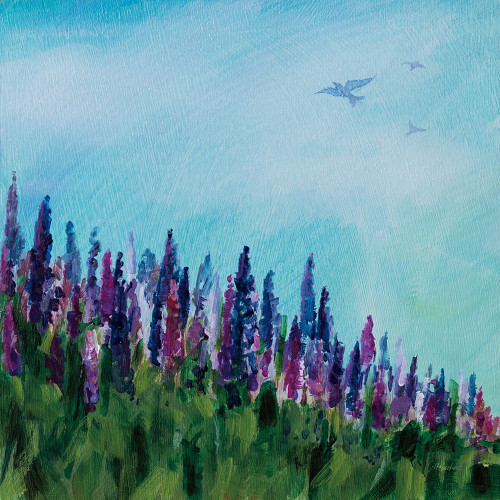 Swallows and Lupines Poster Print - Sue Schlabach