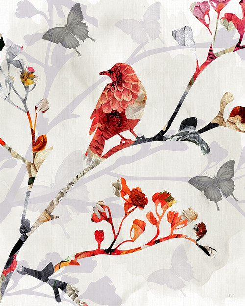 Bird And Cherry Blossoms I Poster Print - Susan Jill