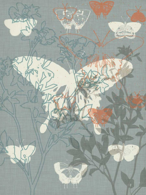 Flowers and Butterflies II Poster Print - Jennifer Goldberger