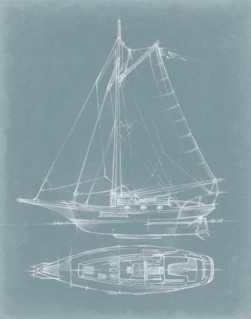 Yacht Sketches IV Poster Print - Ethan Harper