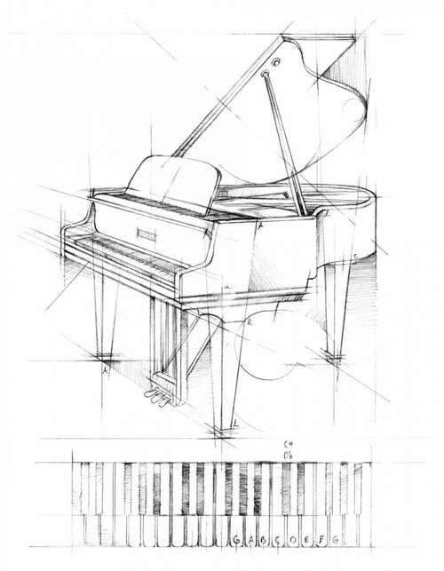 Piano Sketch Poster Print - Ethan Harper