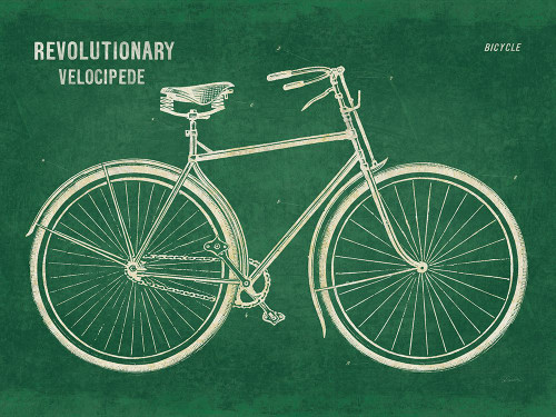 Blueprint Bicycle Flipped Green Poster Print - Sue Schlabach