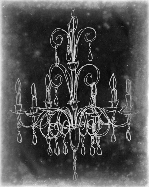Chalkboard Chandelier Sketch II Poster Print - Ethan Harper