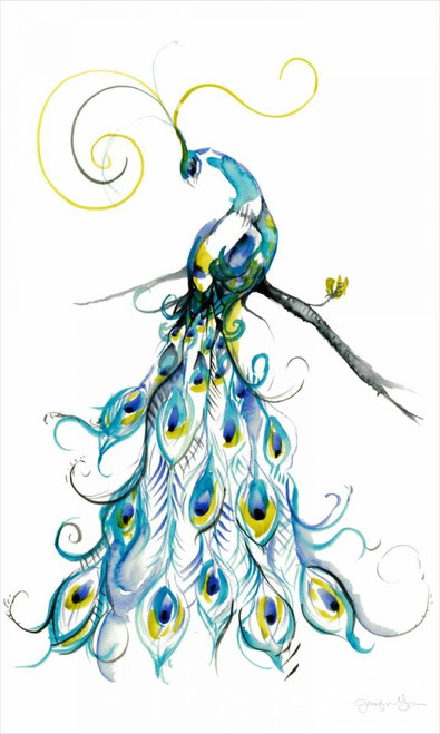 Aquarelle Peacock II Poster Print - Jennifer Goldberger