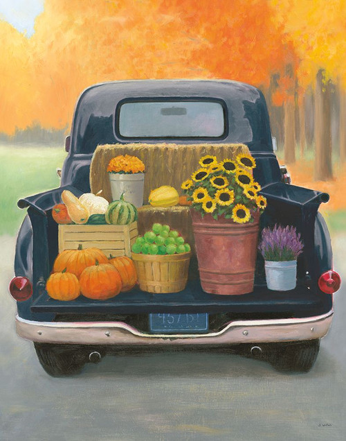 Fall Bounty III Truck Navy Poster Print - James Wiens