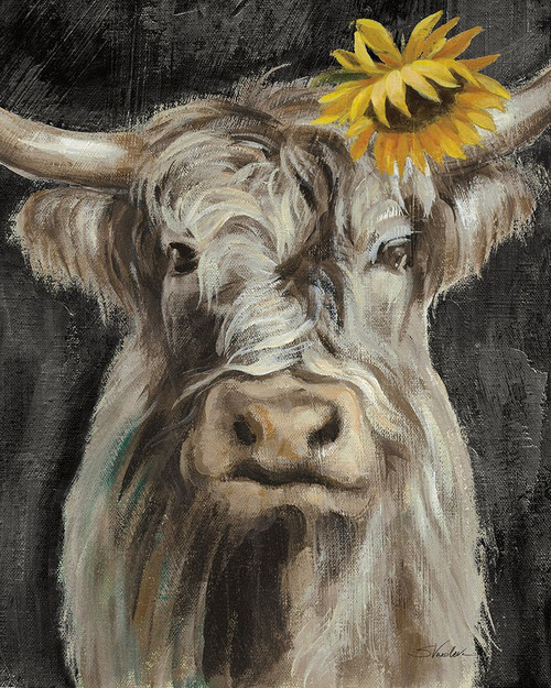 Floral Highland Cow Vertical Poster Print - Silvia Vassileva