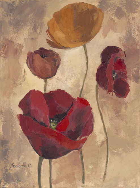Textured Poppies I Poster Print - Marietta Cohen