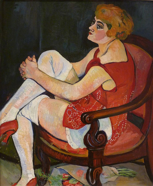 The Woman in White Stockings 1924 Poster Print - Suzanne Valadon