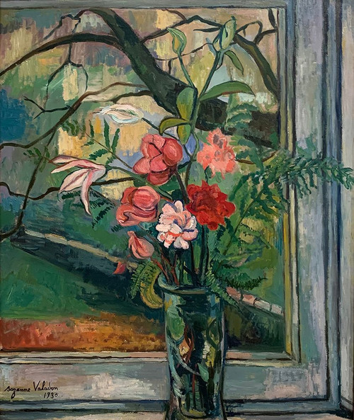 Flowers in Front of a Window, 1930 Poster Print - Suzanne Valadon