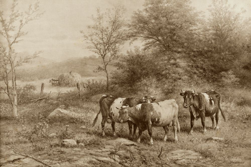 Grazing Cattle Poster Print - George Riecke