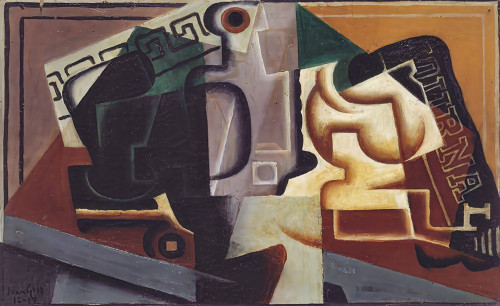Glass and carafe 1917 Poster Print - Juan Gris