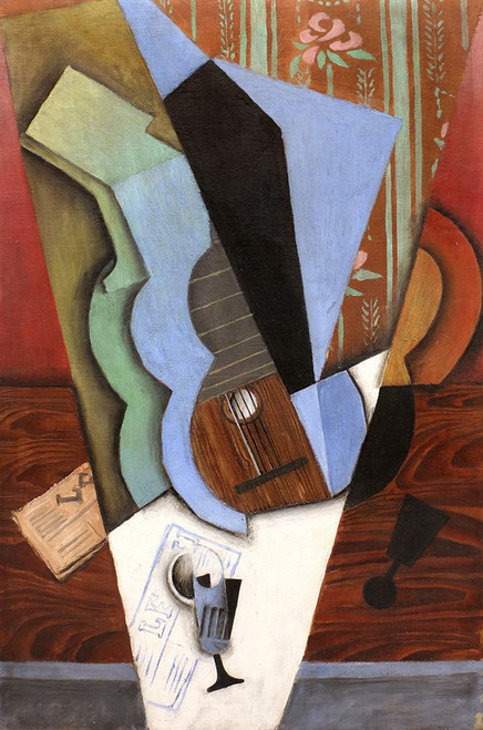 abstraction, guitar and glass 1913 Poster Print - Juan Gris