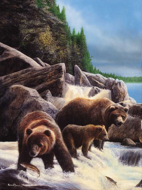 Grizzlies by Falls Poster Print - Kevin Daniel