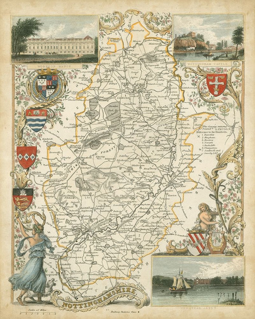 Map of Nottinghamshire Poster Print - Unknown