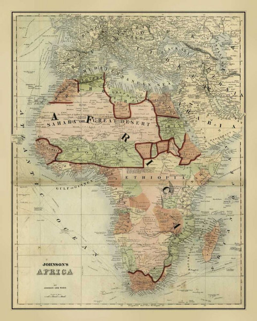 Antique Map of Africa Poster Print - Johnson