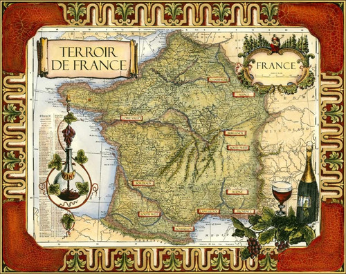 Wine Map of France on CGP Poster Print - Unknown