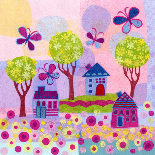 Springtime Houses Poster Print - Kim Conway