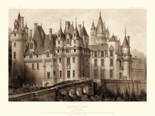 Petite Sepia Chateaux II Poster Print - Victor Petit