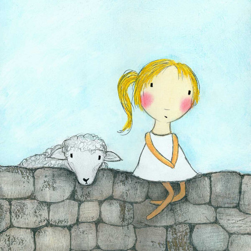 Girl with Lamb Poster Print - Carla Sonheim