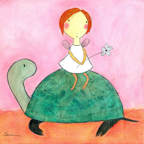 Fairy on Turtle Poster Print - Carla Sonheim