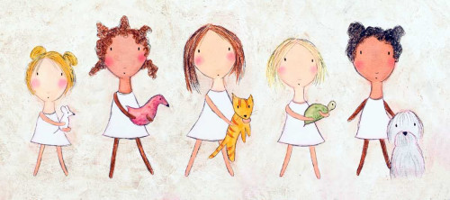 Girls with Pets Poster Print - Carla Sonheim