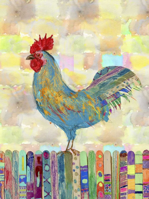 Rooster on a Fence II Poster Print - Ingrid Blixt