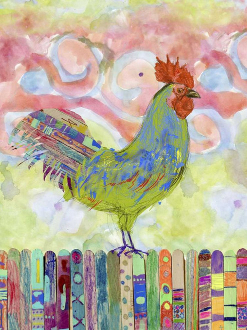 Rooster on a Fence I Poster Print - Ingrid Blixt