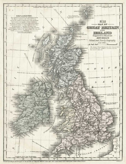 Mitchells Map of Great Britain and Ireland Poster Print - Mitchell
