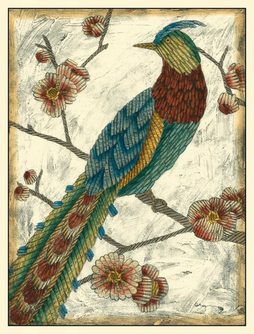 Embroidered Pheasant I Poster Print - Chariklia Zarris