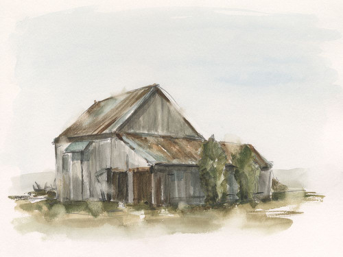 Watercolor Barn Study II Poster Print - Ethan Harper