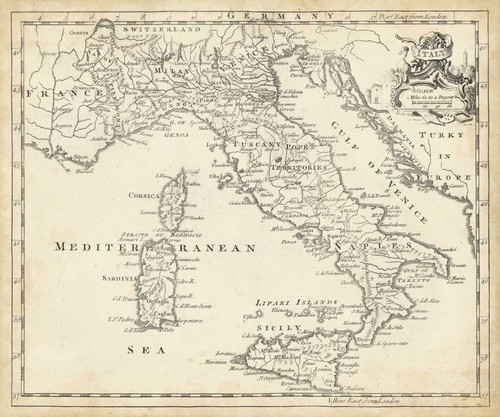 Map of Italy Poster Print - T. Jeffreys