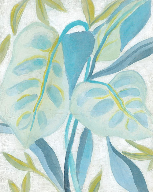 Aqua Tropical Leaves II Poster Print - June Erica Vess