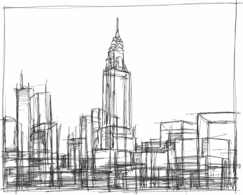 Wire Frame Cityscape II Poster Print - Ethan Harper
