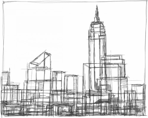 Wire Frame Cityscape I Poster Print - Ethan Harper