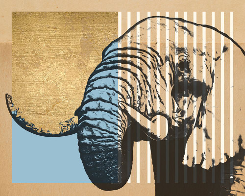 Gold Geometric Elephant II Poster Print - Alonzo Saunders