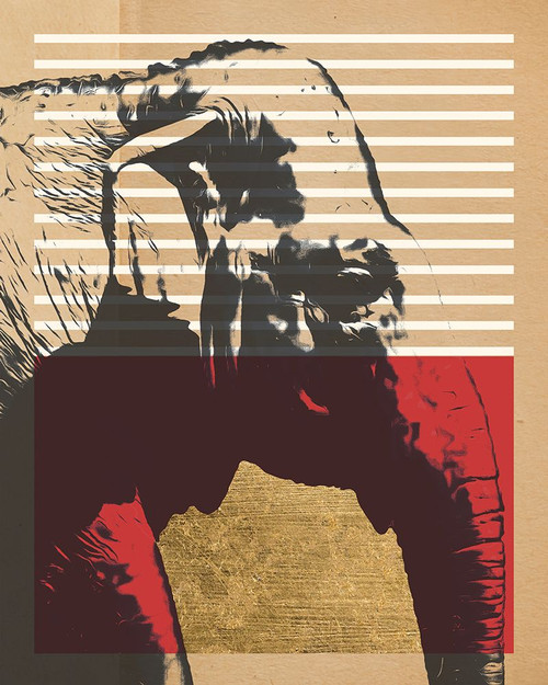 Gold Geometric Elephant I Poster Print - Alonzo Saunders